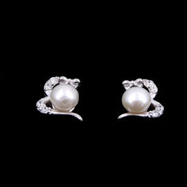 Cross Shape Silver Pearl Earrings Stub Full Pearl Jewelry 925 Silver