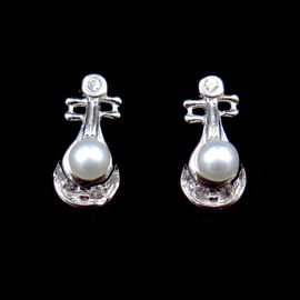 Cross Shape Silver Pearl Earrings Stub Full Pearl Jewelry 925 Silver