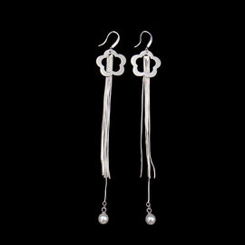 9 X 42 MM Thin And Long Drop Earrings Made Of 925 Silver For Mature Woman