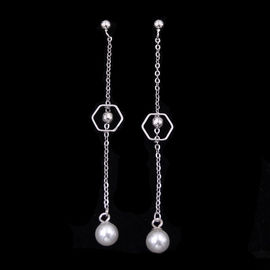 9 X 42 MM Thin And Long Drop Earrings Made Of 925 Silver For Mature Woman