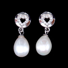 Fashion Silver Pearl Earrings / Sunshine Real Pearl Earrings Beads Jewelry For Women