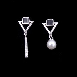 Fashion Silver Pearl Earrings / Sunshine Real Pearl Earrings Beads Jewelry For Women