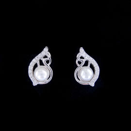 Pure 925 Silver Pearl Heart Earrings Stub Charm Jewelry For Girls