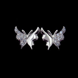 Heart / Flower Shaped Silver Cubic Zirconia Earrings For Woman / 925 Sterling Silver Earrings