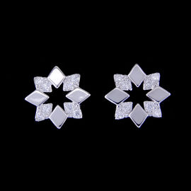 Korean Style Sterling Silver 925 Flower Shaped Earrings Stud With AAA Zircon