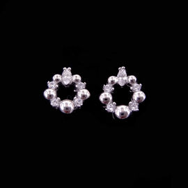 Lady Round Style Silver Cubic Zirconia Earrings 925 Silver AAA Cubic Zircon