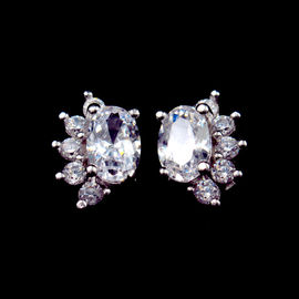 Star Shape Silver Cubic Zirconia Earrings Pure 925 Silver Custom Color