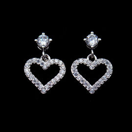 Imperial Crown Shape Silver Cubic Zirconia Earrings / Elegant Platinum Jewellery Earrings