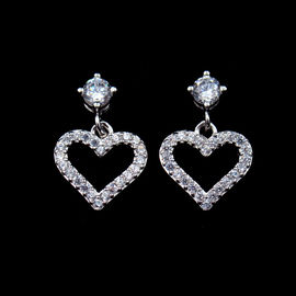 Imperial Crown Shape Silver Cubic Zirconia Earrings / Elegant Platinum Jewellery Earrings