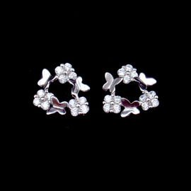 Personalized Cube Style Silver Cubic Zirconia Earrings 925 Sterling Silver For Girl