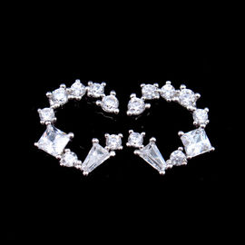 Square Silver Cubic Zirconia Earrings Silver Jewellery Stub With AAA CZ