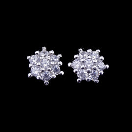 Fashion Jewelry Silver Cubic Zirconia Earrings / Hollowed Zircon Sterling Silver Stud