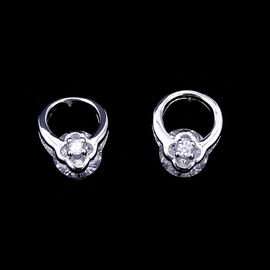 Fashion Jewelry Silver Cubic Zirconia Earrings / Hollowed Zircon Sterling Silver Stud