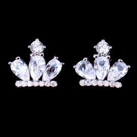 Fashion Colorful Enamel White Gold Plated Flower Shaped Earring For Engagement
