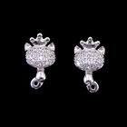 Pave Diamond Square Shaped Sterling Silver Stud Earrings For Girls / Silver Wedding Earrings