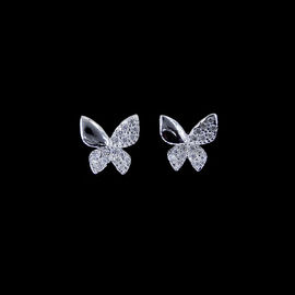 925 Silver Triangle Shaped Crystal Stud Earrings For Young Lady In Engagement