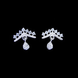 Question Mark Earrings Creative 925 Silver With Zirconia For Lady / Girl