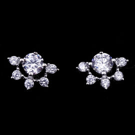 OEM Silver Cubic Zirconia Earrings , Heart Enamel 925 Sterling Silver Earrings For Birthday Gift