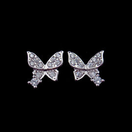 Sterling Silver Cubic Zirconia Earrings / Color Enamel Love Heart Stud Earrings For Lady Jewelry