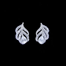 Sterling Silver Cubic Zirconia Earrings / Color Enamel Love Heart Stud Earrings For Lady Jewelry