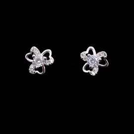 Simple Butterfly Earrings Korean Style Silver Jewelry With CZ Insert Lovely Gift