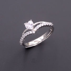 Suitable Silver Cubic Zirconia Rings White Gold Rings Wings Shape For Cute Girl