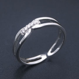 Suitable Silver Cubic Zirconia Rings White Gold Rings Wings Shape For Cute Girl