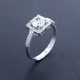 Smooth Water Line Silver Cubic Zirconia Rings For Anniversary / Party