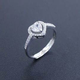 Smooth Water Line Silver Cubic Zirconia Rings For Anniversary / Party