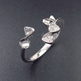 Free Opening Size Silver Cubic Zirconia Rings 925 Sterling Silver Blank Design