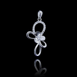 Simple Music Symbol Cubic Zirconia Pendant  / Pure 925 Sterling Silver Jewelry