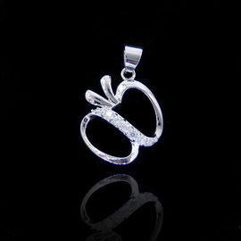 Sterling Silver Cubic Zirconia Round Pendant Necklace Charm For Lady Jewelry