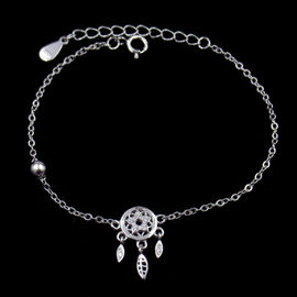 Simple S925 Silver Charm Bracelet Round Style / Customized Silver Chain Bracelet