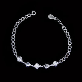 Square Design Simple Silver Cubic Zirconia Bracelet 925 Rhinestone Jewellery