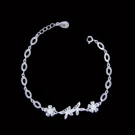 Square Design Simple Silver Cubic Zirconia Bracelet 925 Rhinestone Jewellery