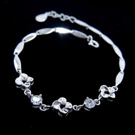 Two Chains Style 925 Silver Cubic Zirconia Bracelet Jewelry With Three Butterflies Items