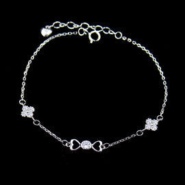 Customized Silver Cubic Zirconia Bracelet Rhodium plating Bar Shape