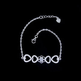 Customized Silver Cubic Zirconia Bracelet Rhodium plating Bar Shape