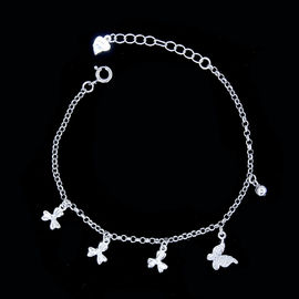 Triangle Design Sterling Silver Chain Bracelet / Cubic Zirconia Cuff Bracelet Jeweler