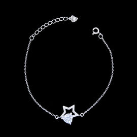 Triangle Design Sterling Silver Chain Bracelet / Cubic Zirconia Cuff Bracelet Jeweler