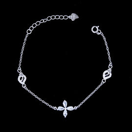 Two Hearts Design Silver Cubic Zirconia Bracelet For Young Ladies