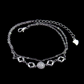 AAA Silver Cubic Zirconia Bracelet 925 Leaf Shape For Party / Wedding