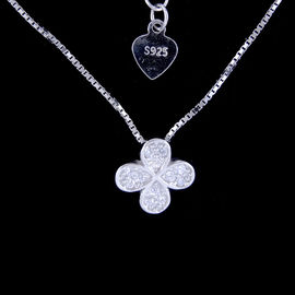 3D Heart Shaped Necklace Cross Chain And Hanging Zircon Shining Stone Sterling Silver