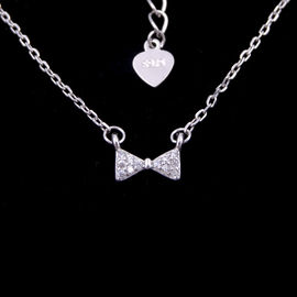 Heart Sweet Sugar Candy Shape Anniversary Necklace 925 Silver With CZ And Cross Chain