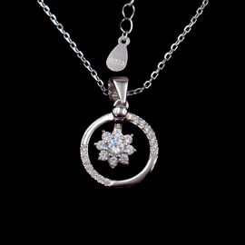 Girls Two Heart Diamond Necklace / Real 925 Silver Zirconia Necklace