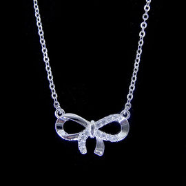 Girls Two Heart Diamond Necklace / Real 925 Silver Zirconia Necklace