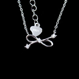 White Gold S925 Sterling Silver Heart Necklace Rhodium plating For Lady