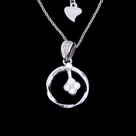 CZ Stone 925 Sterling Silver Necklace Round Shape Dancing Diamond Necklace