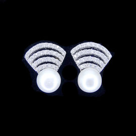 Minimalist Style Freshwater Pearl Stud Earrings Bowknot With Rosette Shape