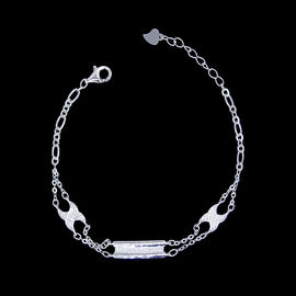 925 Silver Cubic Zirconia Bracelet , Double Chain Bracelet With Ball Charming Item